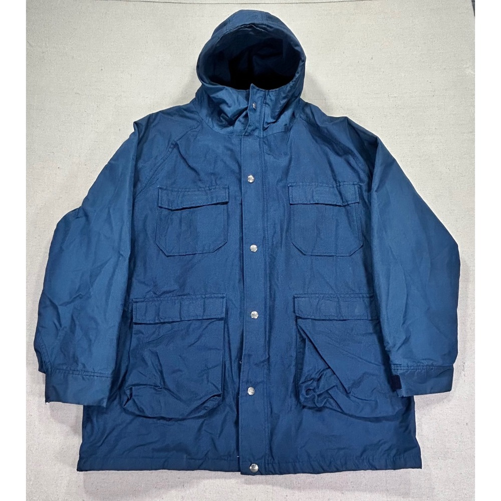 Vintage WOOLRICH Men's XL Navy Adirondack Jacket Cargo Pockets USA MADE Rainwear